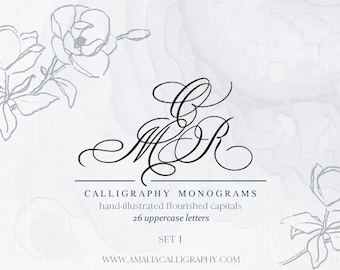Monogram SVG Bundle, Monogram Letters SVG, Digital Download, Cut Files (individual svg/png files), Handwritten Initials, Calligraphy Logo