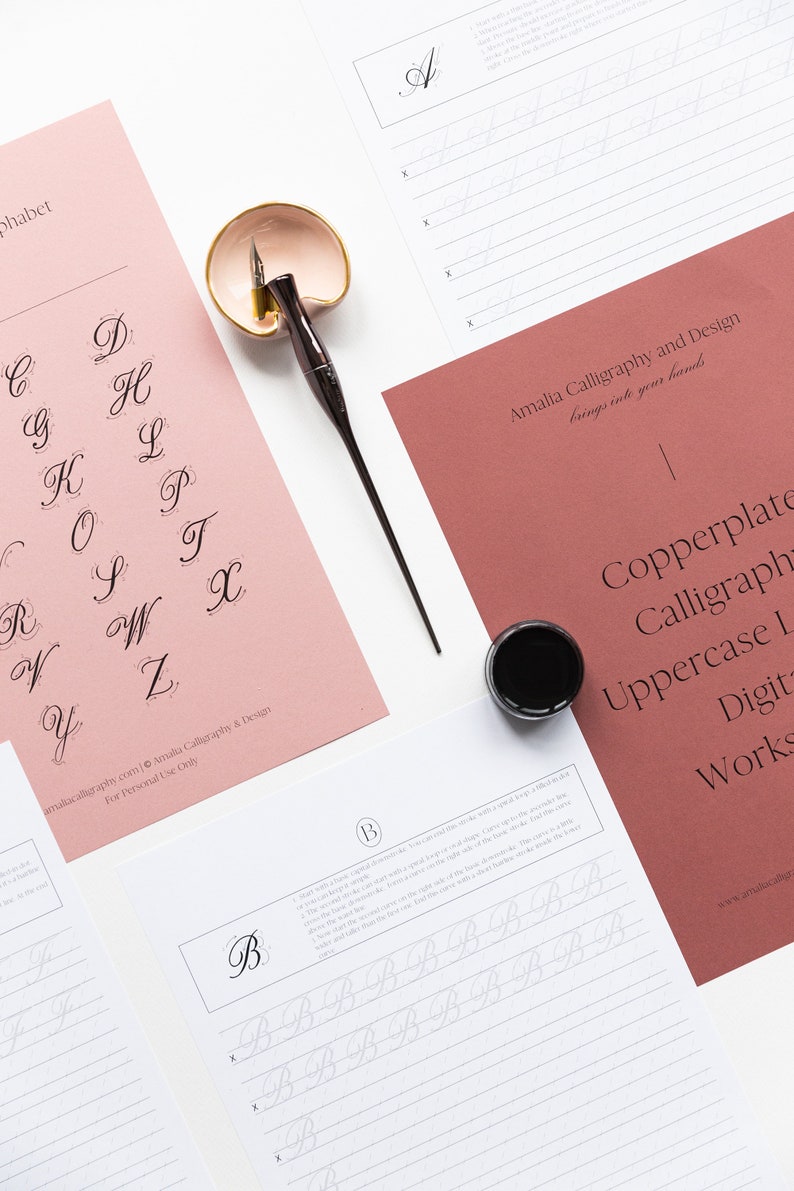 DIGITAL Copperplate Calligraphy Practice Sheets | Guide Sheets | Hand ...