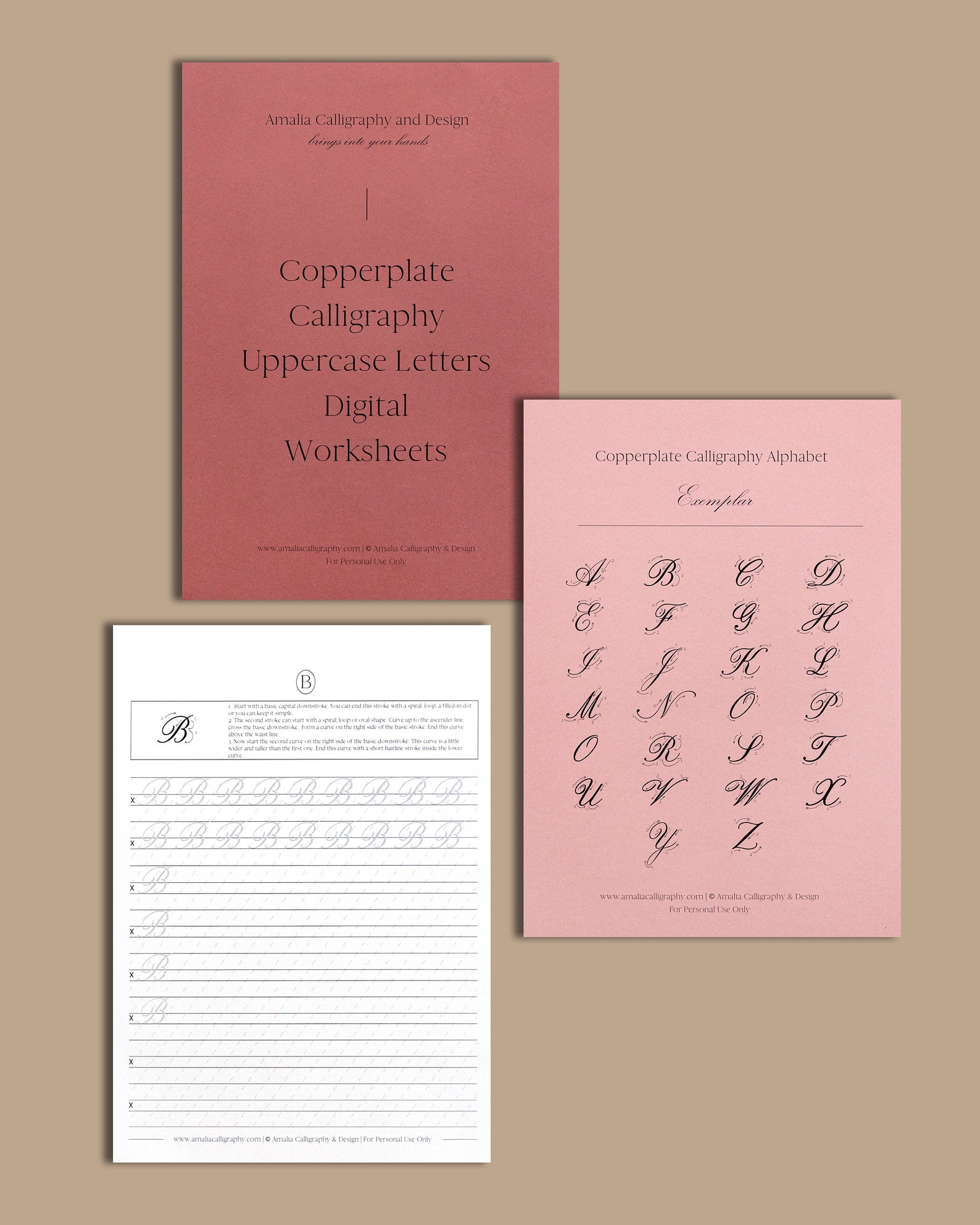 DIGITAL Copperplate Calligraphy Practice Sheets | Guide Sheets | Hand ...