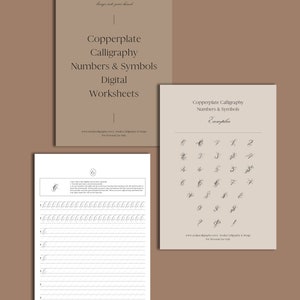 Calligraphy Numbers & Symbols Worksheets Printable Pdf, Pointed Pen Calligraphy Practice Tutorial, Digital Download Calligraphy Guide