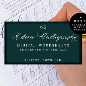 Kalligraphie Übungsblätter. Modernes Kalligraphie Alphabet Arbeitsblatt. Sofort Download zum Handlettering lernen