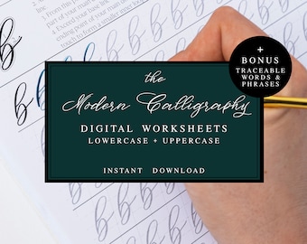 Calligraphy practicing Worksheets. Modern Calligraphy Alphabet worksheet. Instant Download to learn hand lettering