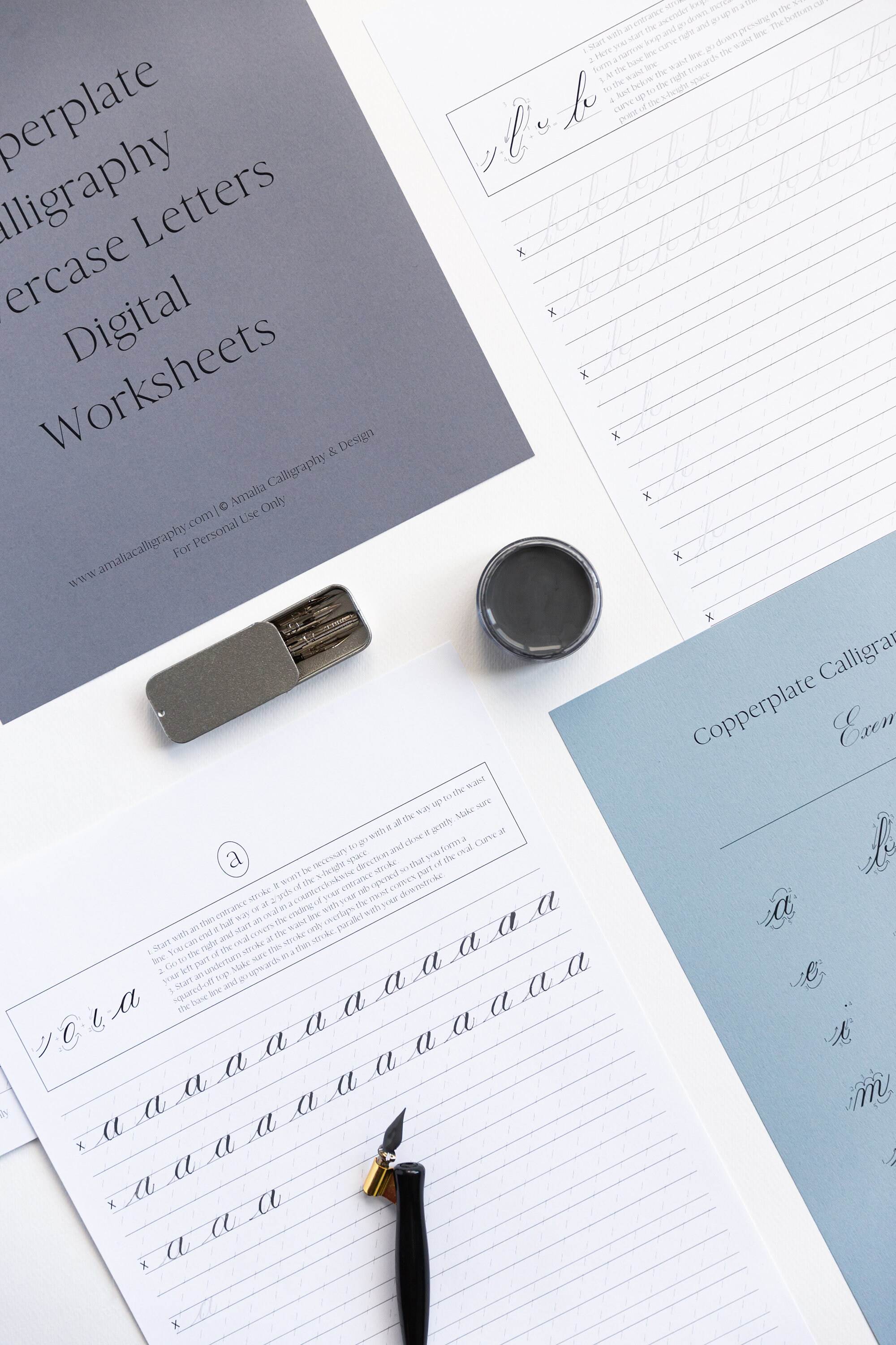 Copperplate Calligraphy Printable Worksheets PDF | Calligraphy Practice ...