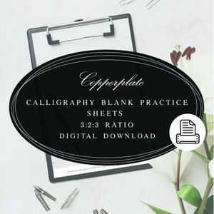 DIGITAL Copperplate Calligraphy Blank Grids Practice Sheets | Calligraphy Paper | Hand lettering | Pointed Pen | Slanted Grid Worksheets