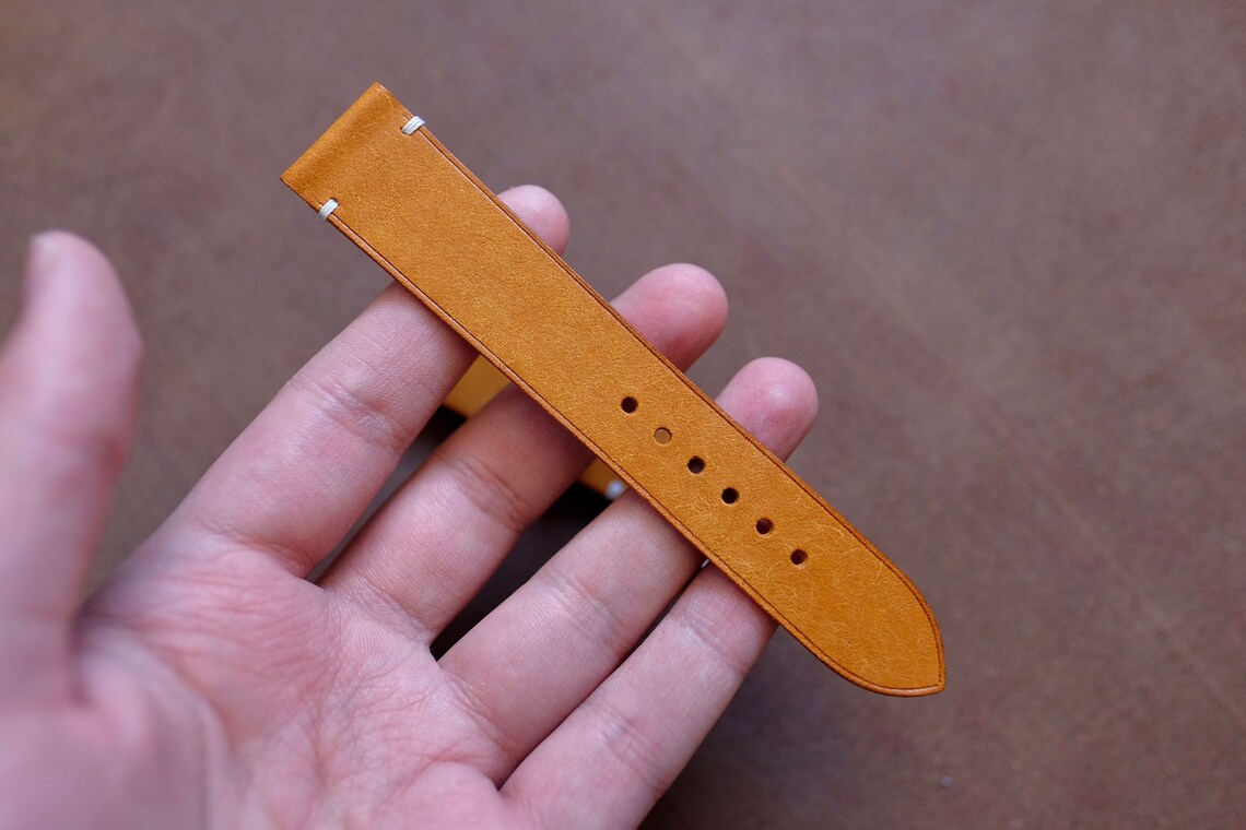 Yellow leather watch strap minimalist watch strap leather Etsy