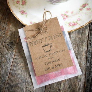 Tea Bag Favors Wedding Favor Vintage Style Tea Perfect Blend Tea Bag Favor SET of 20 image 1