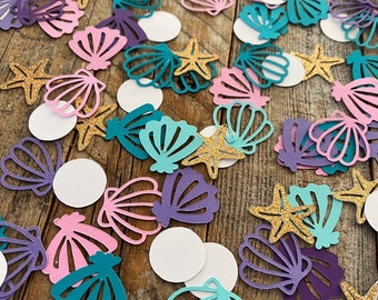 Mermaid Party Table Scatter Confetti Shells Starfish Pearls