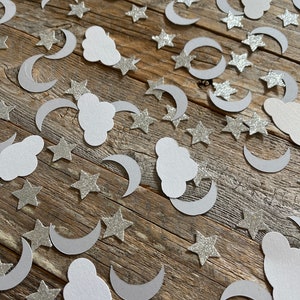 Monochrome Twinkle Moon Stars Table Scatter Confetti Baby Shower Bridal Shower Parties