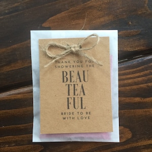 Bridal Shower Bridal Tea Favors Tea Bag Favors Tea Bags Individual Packed Set of 20 Modern Bride Micro Wedding Shower image 1