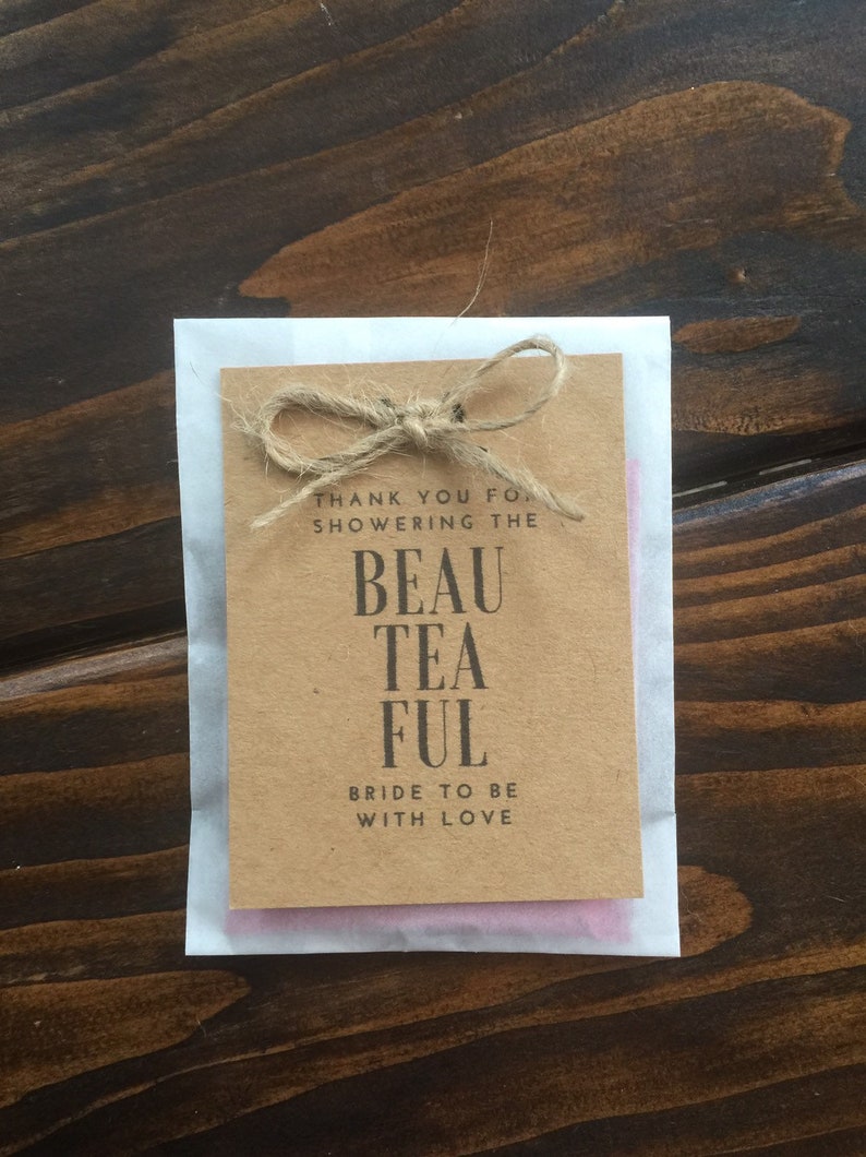 Bridal Shower Bridal Tea Favors Tea Bag Favors Tea Bags Individual Packed Set of 20 Modern Bride Micro Wedding Shower image 1