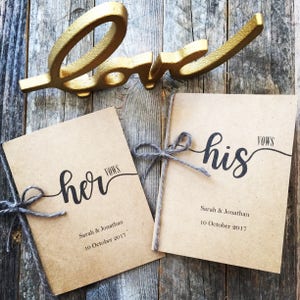 Personalized Wedding Vow Book His and Hers Personalized Vintage Rustic Wedding image 1