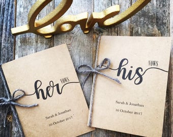 Personalized Wedding Vow Book His and Hers Personalized Vintage Rustic Wedding