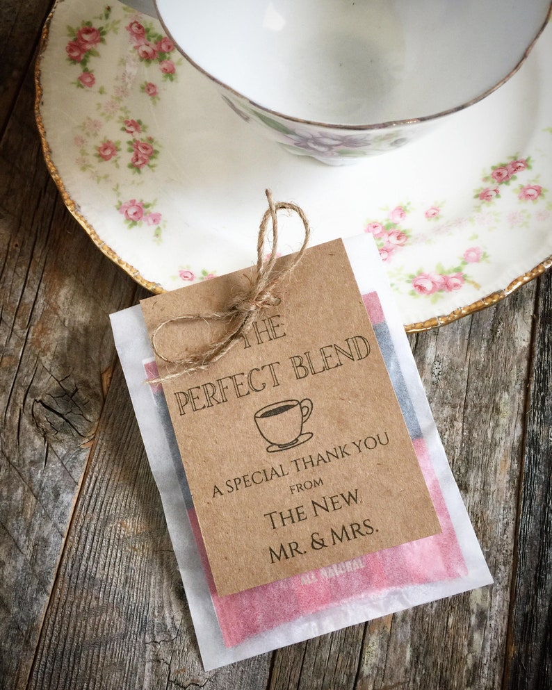 Tea Bag Favors Wedding Favor Vintage Style Tea Perfect Blend Tea Bag Favor SET of 20 image 1