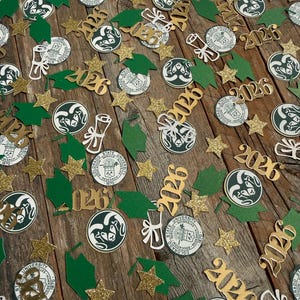Colorado State Graduation Confetti & Cupcake Toppers | CSU Rams Party Decor