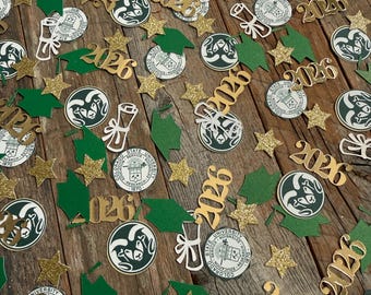 Colorado State Graduation Confetti & Cupcake Toppers | CSU Rams Party Decor