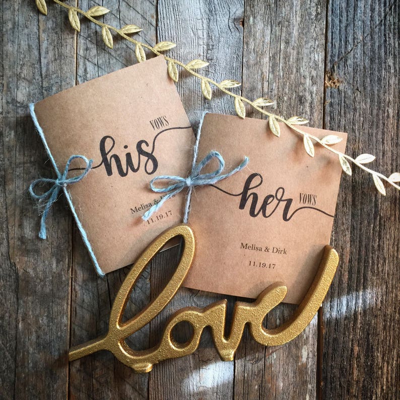 Personalized Wedding Vow Book His and Hers Personalized Vintage Rustic Wedding image 2