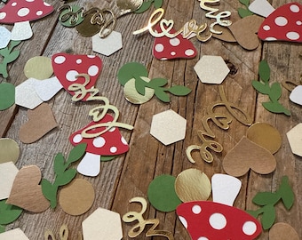 Mushroom Love Confetti: Woodland Fairy Garden Party Table Scatter