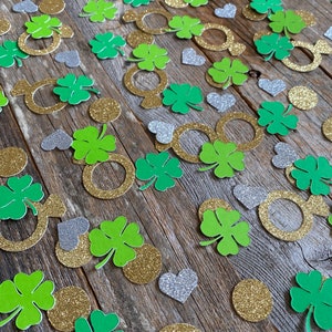 Lucky In Love Shamrock Four Leaf Clover And Rings Table Scatter Confetti