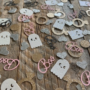 Halloween Bachelorette Confetti: Ghost, Rings, Hearts Table Scatter She Found Her Boo