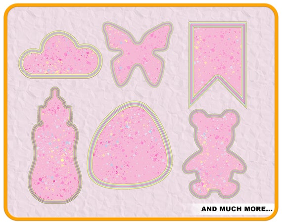 Shaker cake topper templates bundle comes with 8 shapes.