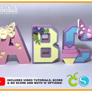 Lettere 3D SVG A-Z 0-9 Lettera dell'alfabeto 3D Modello cricut progetto bundle modello di taglio Font Cricut progetto cricut SVG 3D letras 3d