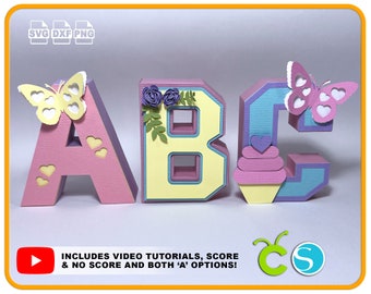 3D Letters svg A-Z 0-9 3d alphabet letter Template cricut project bundle cut template Cricut fonts cricut project svg 3d letras 3d