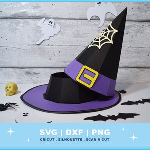 Witch Hat Gift Box Archivo SVG para Cricut y Silhouette Halloween SVG 3D Gift Box Favor Box Favor Plantilla DXf PNG