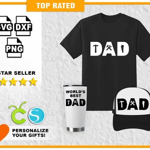 Día del padre SVG DAD Letras Herramientas Padres Día Regalo papá SVG Fuente para Cricut y Silhouette Vinilo Sublimación Camiseta Tumbler