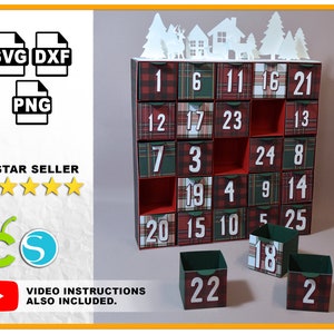 Calendario de Adviento de Navidad SVG Archivo para Cricut y Silhouette Calendario de Adviento de 25 días SVG Navidad SVG 3D SVG Navidad