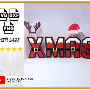 3D Letters svg voor cricut en Silhouette A-Z 0-9 3D christmas letter Alphabet Die cut template GEEN score nodig 3D belettering