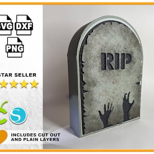 3D Halloween SVG 3D grafsteen grafsteen Cricut sjabloon graf 3D Halloween decoratie Halloween decor voor Cricut en Silhouette