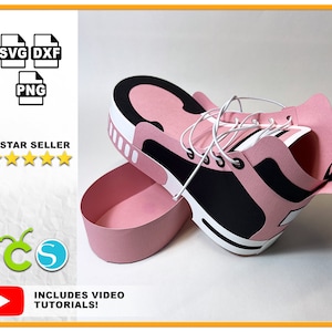 Pudełko na buty sportowe 3D svg Pudełko na buty sportowe 3D Pudełko na buty sportowe do Cricut i Silhouette Pudełko na buty 3D SVG Pudełko na prezenty Cricut 3D Sneakers