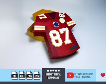Football Jersey Box SVG file for Cricut and Silhouette Tshirt Box svg 3D Gift Box Favour Box Favor Template DXf PNG Football SVG