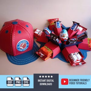 Archivo SVG de caja explosiva de gorra de béisbol para Cricut y Silhouette Plantilla de caja de regalo 3D Caja de regalo SVG para el Día del Padre Caja de regalo de gorra