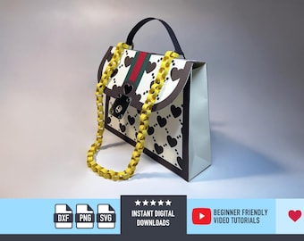 3D Handbag svg for Cricut Favour Box SVG Template 3D Purse SVg Designer Handbag SVG bag DXf PNG Favor Box for Cricut Silhouette Cameo