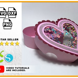 Arquivo SVG de caixa de coração para Cricut e Silhueta 3D Caixa de presente de coração Caixa de lembrancinhas Modelo DXf PNG Dia dos Namorados svg Dia das Mães SVG