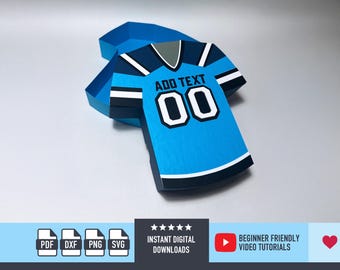 Football Jersey Box SVG file for Cricut and Silhouette Tshirt Box svg 3D Gift Box Favour Box Favor Template DXf PNG Football SVG