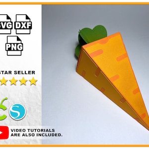 File in formato SVG della confezione regalo di carota di Pasqua per Cricut Carrot Box Cricut bomboniera File in formato SVG di Pasqua per Cricut e Silhouette png dxf pdf Cricut Projects