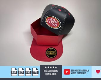 Baseball Cap Box SVG file for Cricut and Silhouette 3D Gift Box Favour Box Favor Template DXf PNG includes score and no score options