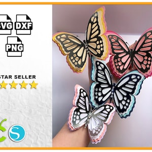 Borboleta SVG, Borboleta 3D svg, Modelo de borboleta, Borboleta em camadas svg para Cricut e Silhouette