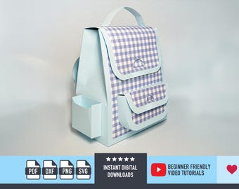3D Backpack SVG file for Cricut and Silhouette Backpack Favour Box svg 3D Gift Box Favour Box Back to School svg Template DXf Pdf printable