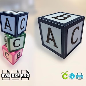 3D-letters alfabet blokken a-z svg-bestand voor Cricut Silhouette Cameo lasersnijmachine