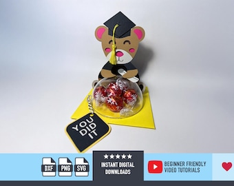 Graduation Teddy Bear Dome SVG for Cricut Dome Favor Graduation Favor Graduation SVG for Silhouette Pdf and PNG Dome Candy Holder