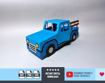 Camion 3D SVG pour Cricut modèle de boîte cadeau Camion fichier SVG pour machines de découpe Cricut et Silhouette 3D camion cadeau boîte cadeau Cricut