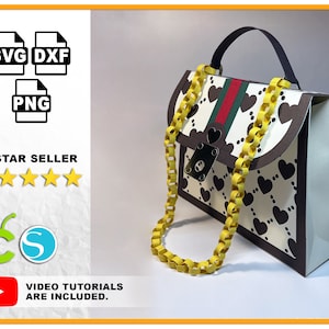 Sac à main 3D svg pour Cricut Favor Box modèle SVG 3D sac à main SVG sac à main de designer SVG sac DXf PNG Favor Box pour Cricut Silhouette camée