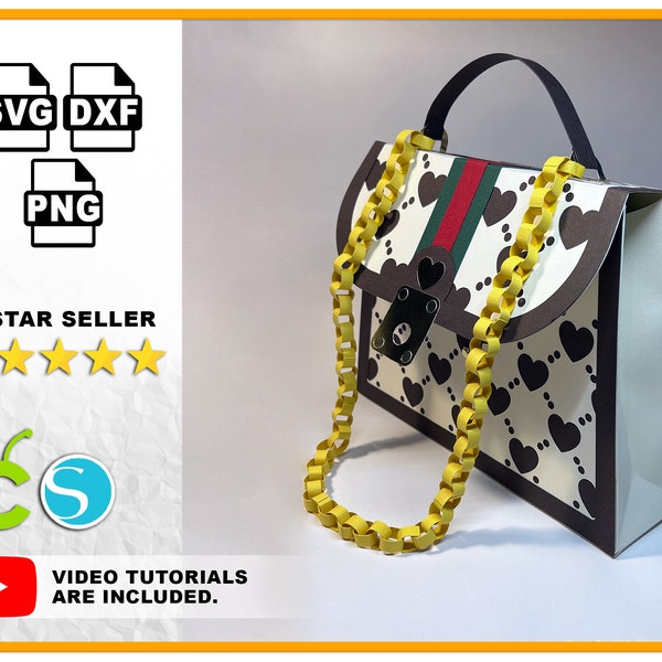 3D Handbag svg for Cricut Favour Box SVG Template 3D Purse SVg Designer Handbag SVG bag DXf PNG Favor Box for Cricut Silhouette Cameo