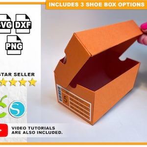 Shoe Box SVG for Cricut shoe box Template with label party favor box Sneaker Box Trainer box Svg 3d Gift Box for Cricut Silhouette