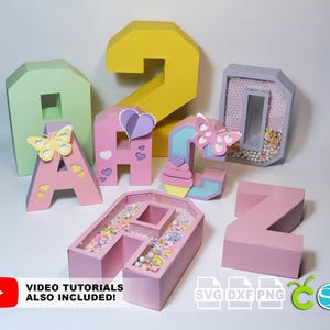 Lettres 3D SVG Bundle Shaker et Non Shaker A-7 0-9 Lettres 3D svg modèle Lettres 3D SVG pour machine de découpe laser Cricut Silhouette Cameo