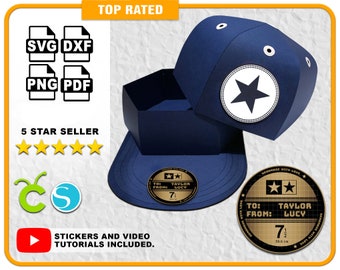 Baseball Cap Box SVG file for Cricut and Silhouette 3D Gift Box Favour Box Favor Template DXf PNG includes score and no score options