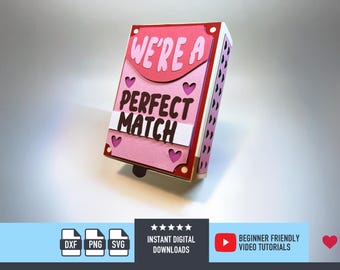 Valentines Day SVG Matchbox Gift Box SVG for Cricut and Silhouette Favour Box Valentines Day Card DXf PNG Cricut Project SVg bundle